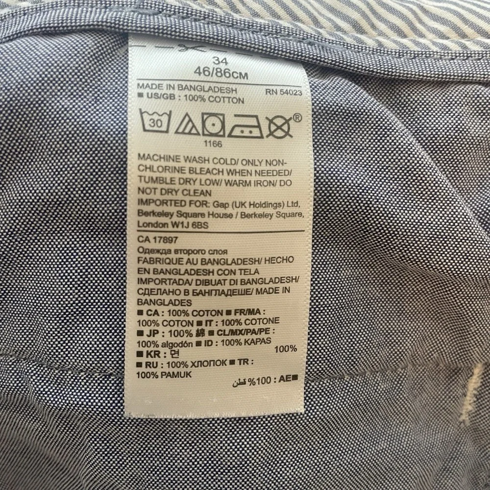 Banana Republic Emerson Shorts 34‎ Blue Hickory Striped Chino Causal Preppy